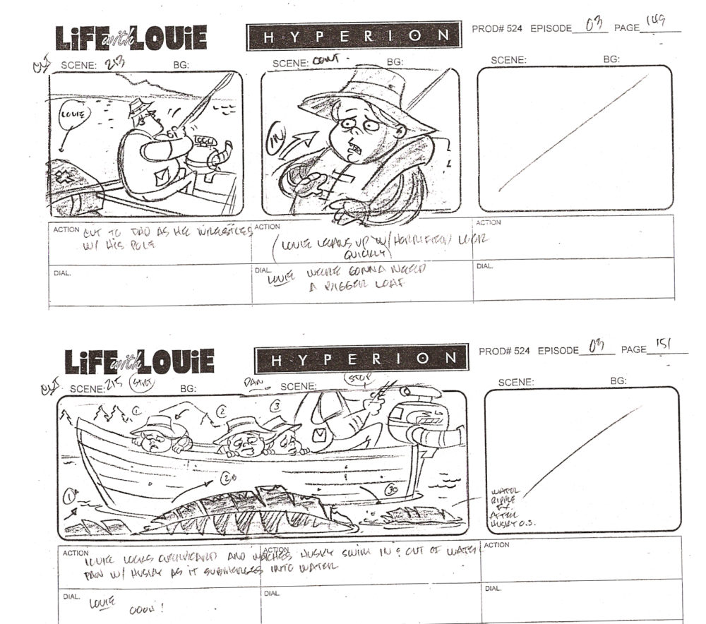 Life With Louie Storyboards by Bert Ring for Hyperion Studios