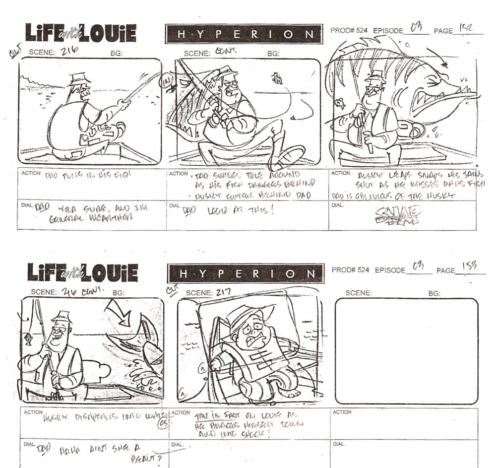 Life With Louie Storyboards by Bert Ring for Hyperion Studios
